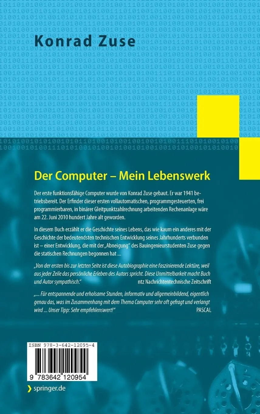 Rückseite: 9783642120954 | Der Computer - Mein Lebenswerk | 100 Jahre Zuse | Konrad Zuse | Buch