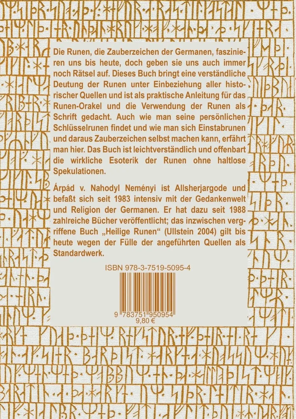Rückseite: 9783751950954 | Weisheit der Runen | Orakel, Schrift, Kalender | Neményi | Taschenbuch