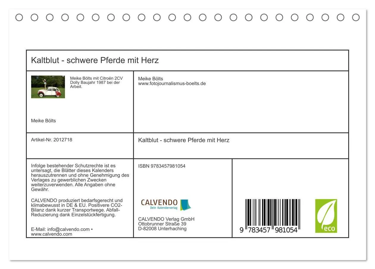 Bild: 9783457981054 | Kaltblut - schwere Pferde mit Herz (Tischkalender 2026 DIN A5...