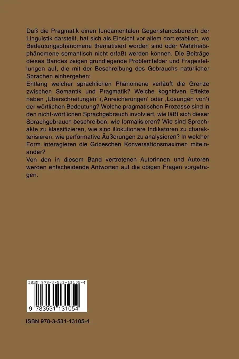 Rückseite: 9783531131054 | Pragmatik | Implikaturen und Sprechakte | Eckard Rolf | Taschenbuch