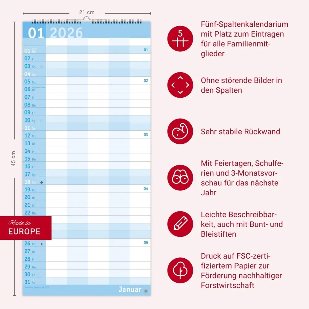 Bild: 9783756411054 | Basic Familienplaner 2026 | Heye | Kalender | Basic Planer Heye | 2026