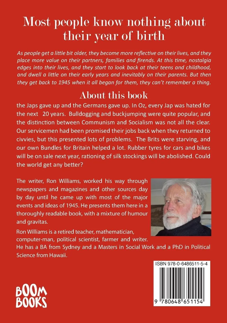 Rückseite: 9780648651154 | Born in 1945? What else happened? | Ron Williams | Taschenbuch | 2023