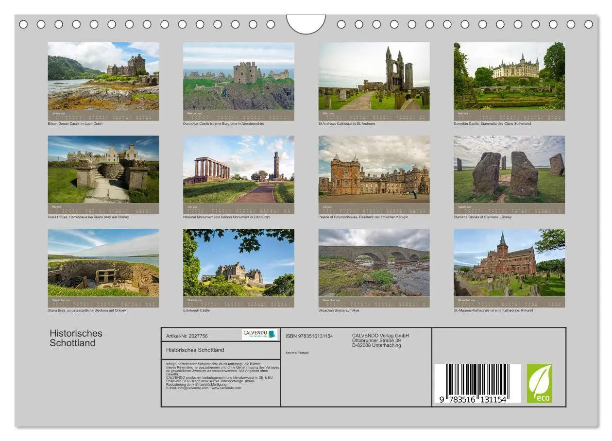 Bild: 9783516131154 | Historisches Schottland (Wandkalender 2026 DIN A4 quer), CALVENDO...