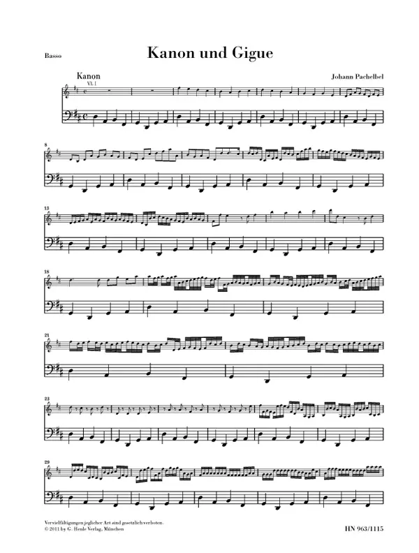 Cover: 9790201811154 | Canon And Gigue In D - Basso Part | Johann Pachelbel | Taschenbuch