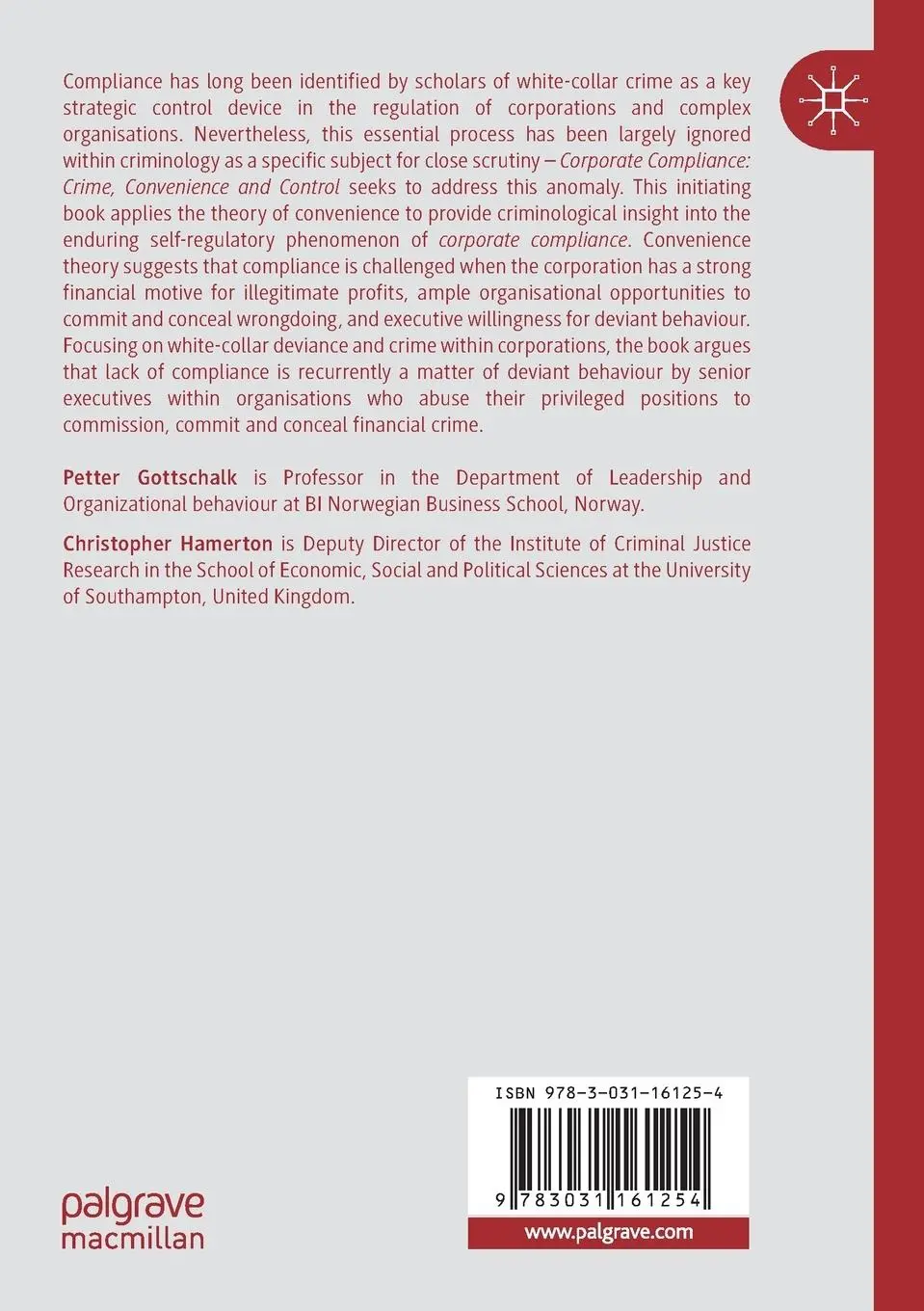 Rückseite: 9783031161254 | Corporate Compliance | Crime, Convenience and Control | Taschenbuch