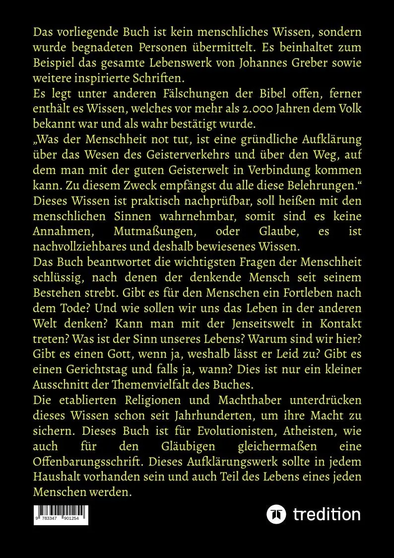 Rückseite: 9783347901254 | 3.Auflage Das geheime Wissen - Das wichtigste Buch für die Menschheit!