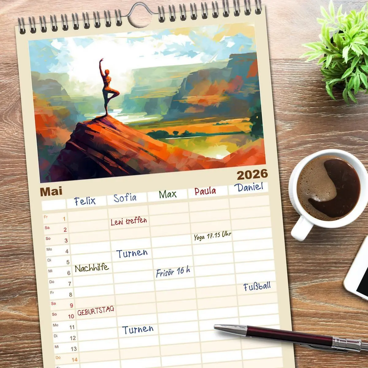 Bild: 9783516501254 | Familienplaner 2026 - Yoga, die innere Balance mit 5 Spalten...