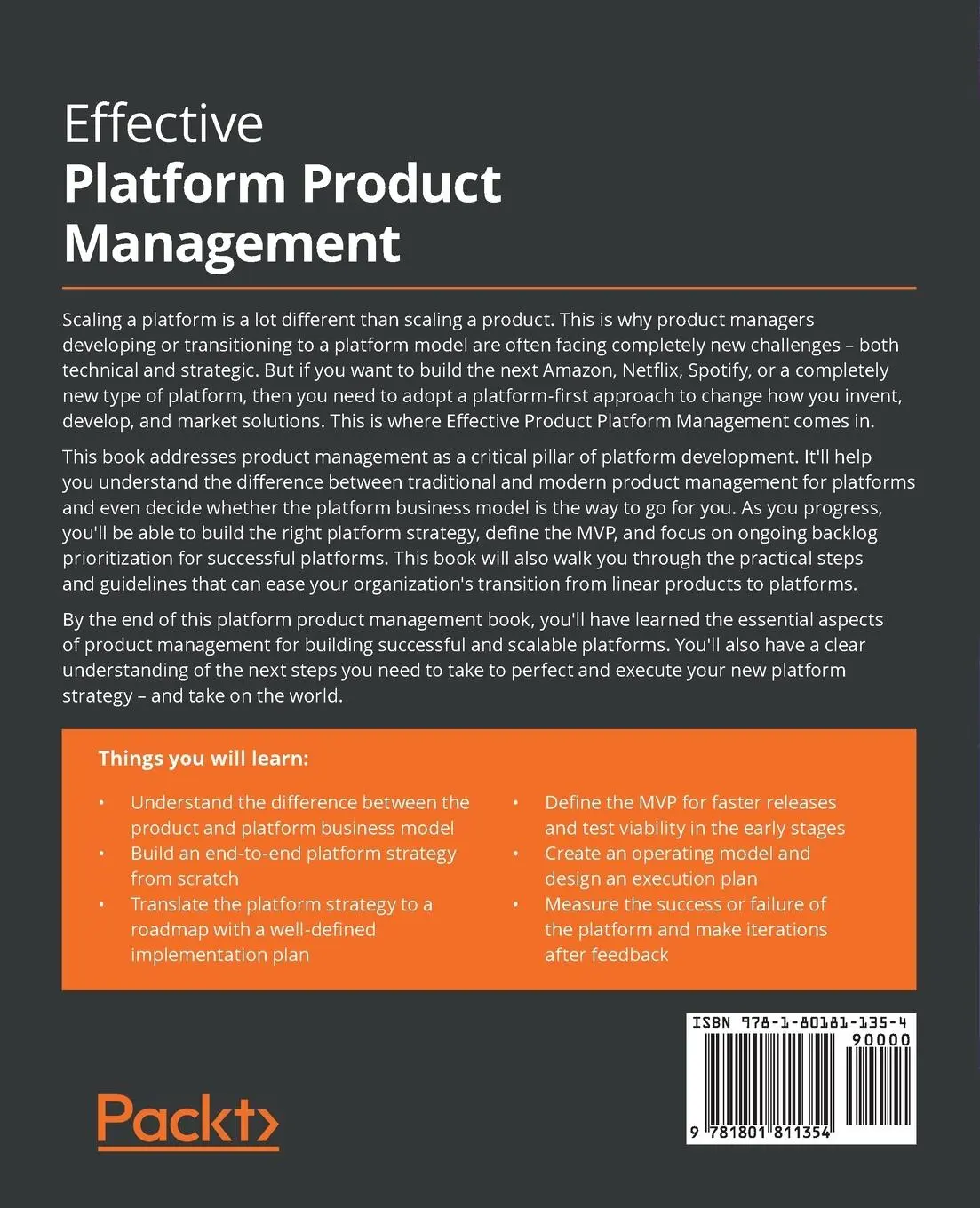 Rückseite: 9781801811354 | Effective Platform Product Management | Tabassum Memon | Taschenbuch