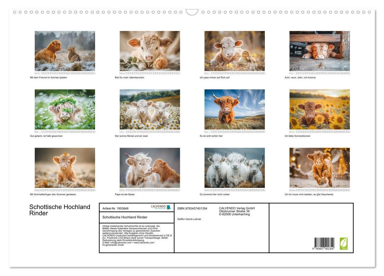 Bild: 9783457401354 | Schottische Hochland Rinder (Wandkalender 2026 DIN A2 quer),...