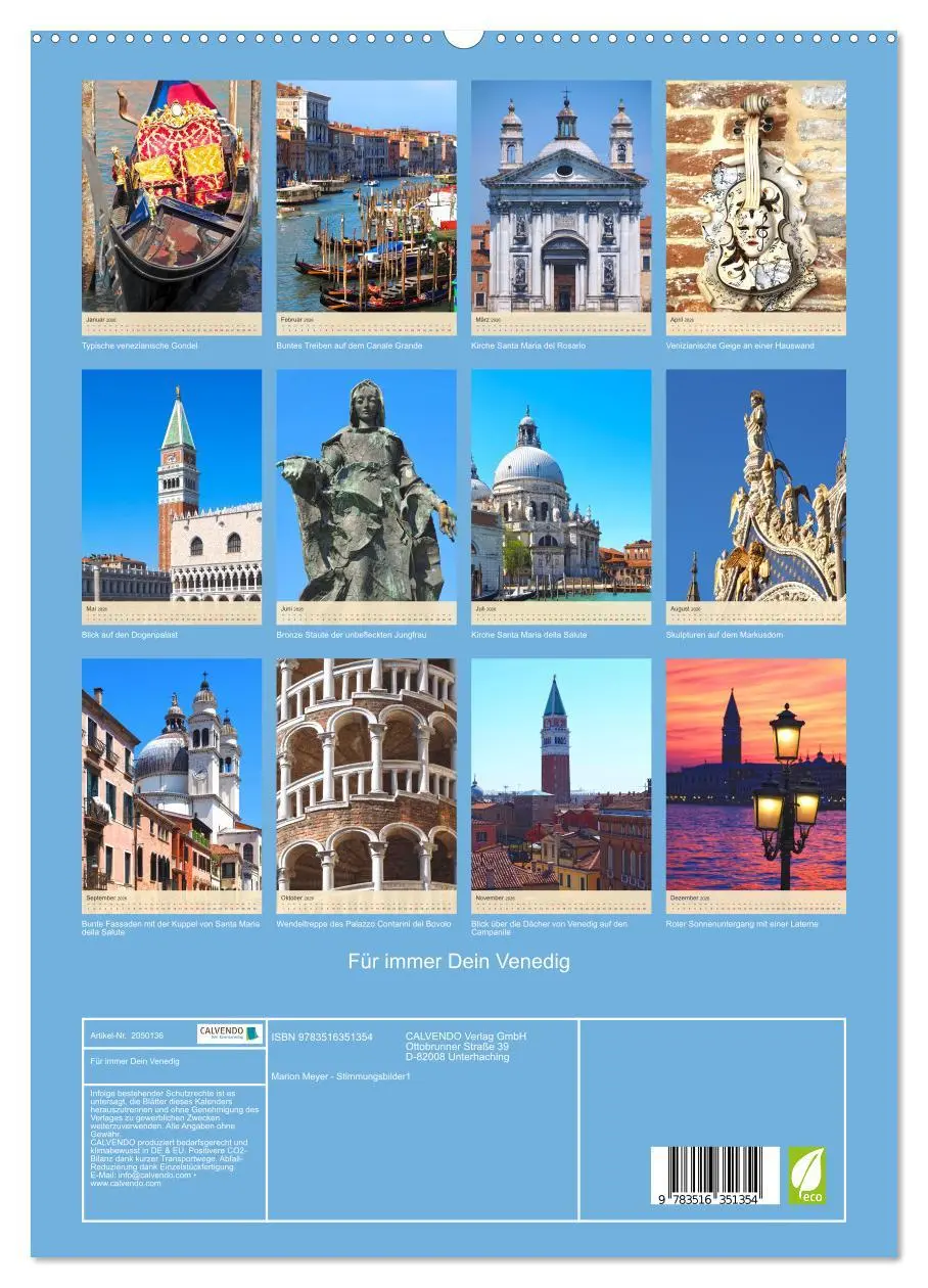 Bild: 9783516351354 | Für immer Dein Venedig (Wandkalender 2026 DIN A2 hoch), CALVENDO...