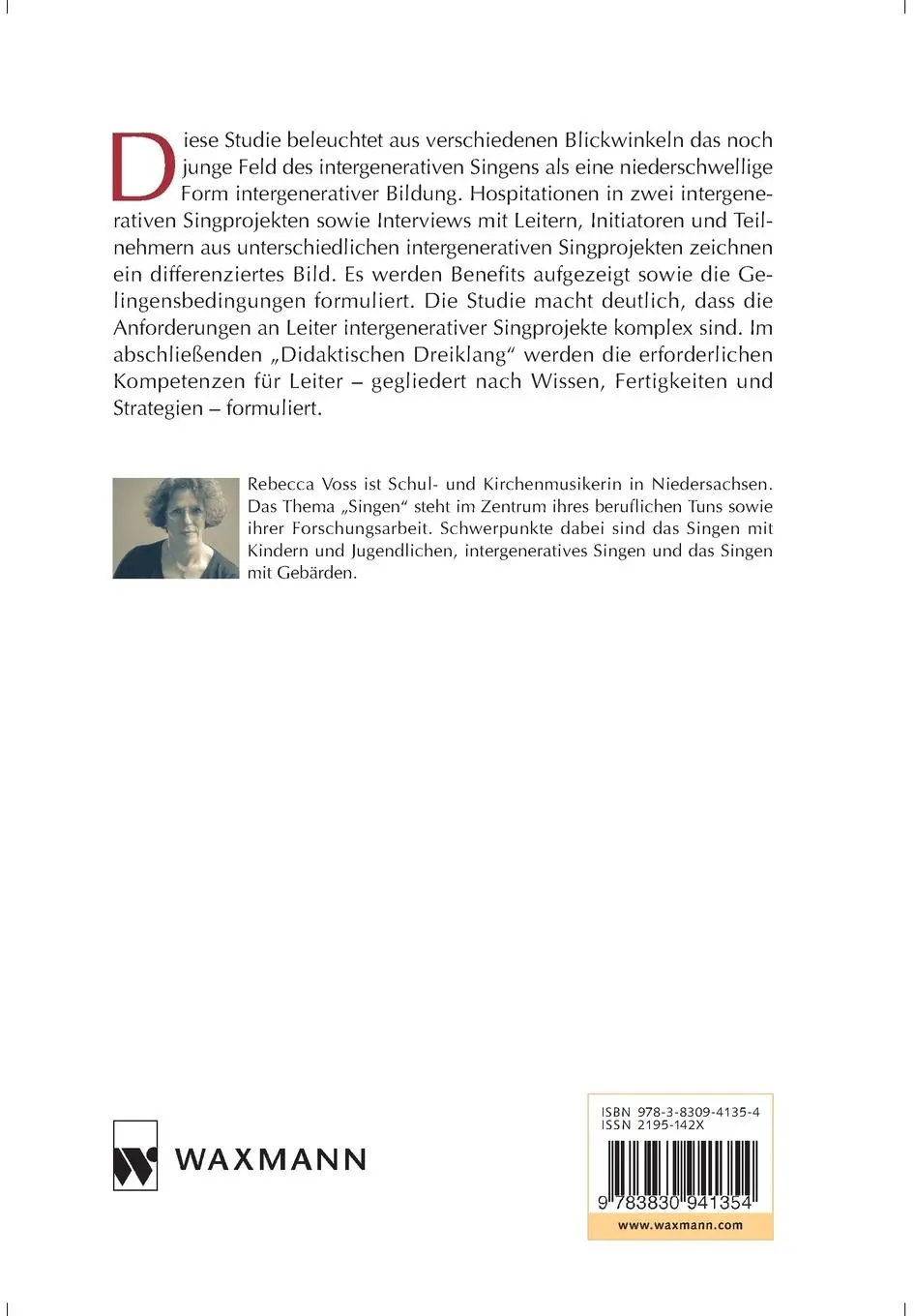 Rückseite: 9783830941354 | Intergeneratives Singen | Rebecca Voss | Taschenbuch | 276 S. | 2023