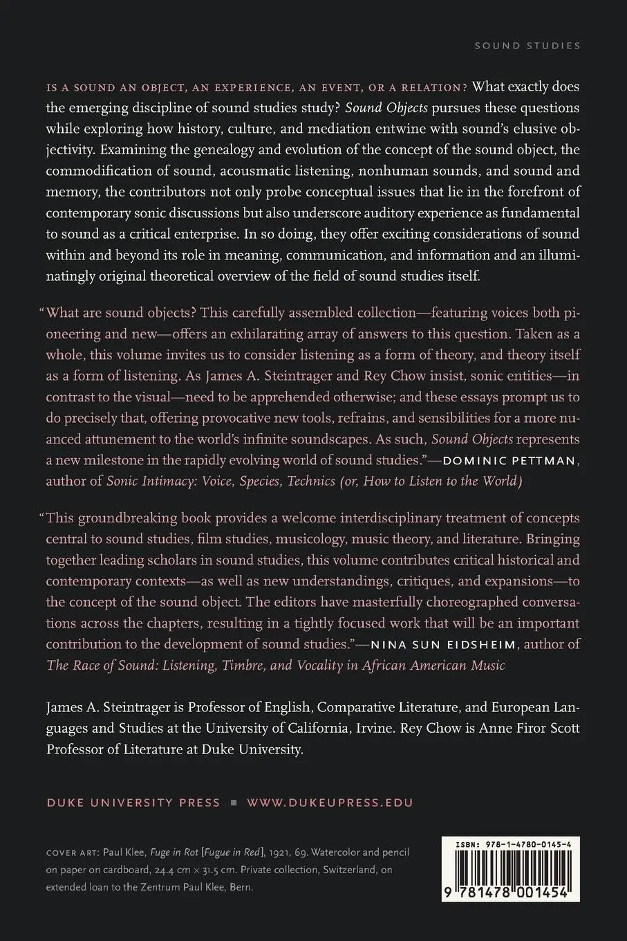 Rückseite: 9781478001454 | Sound Objects | James A. Steintrager | Taschenbuch | Englisch | 2019