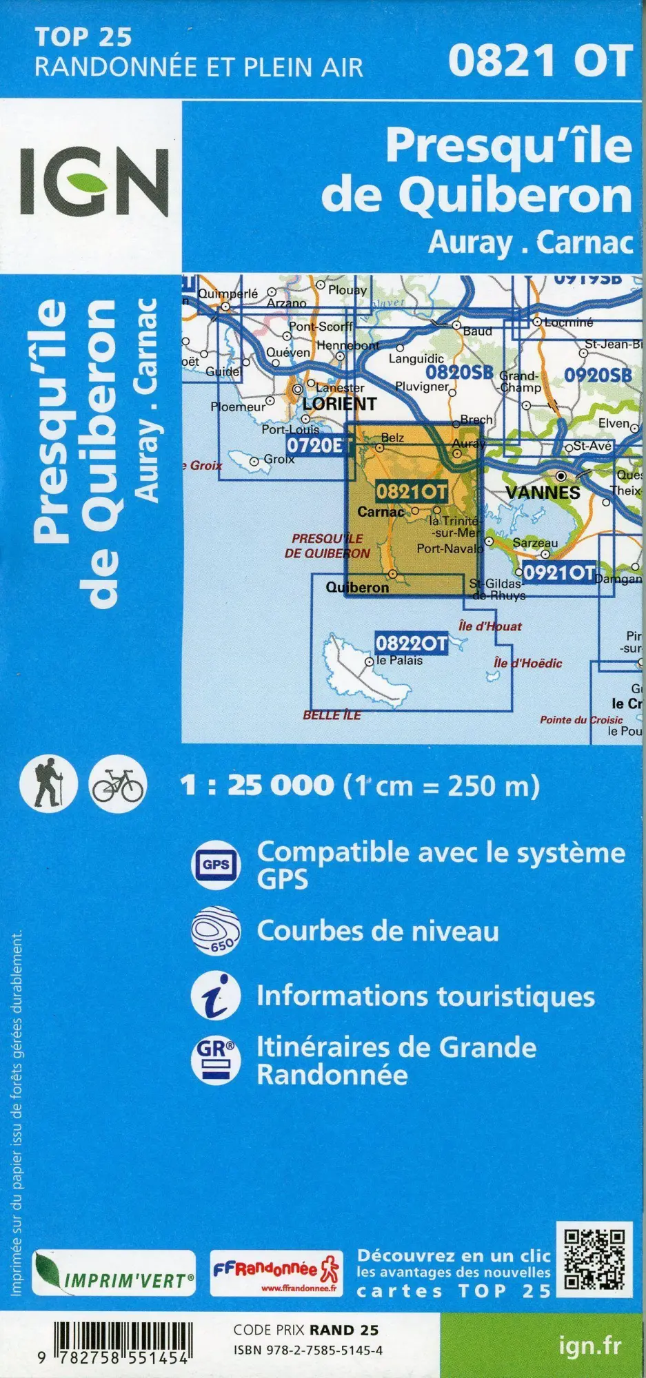 Bild: 9782758551454 | 0821OT Presqu'ile de Quiberon | (Land-)Karte | Französisch | 2021
