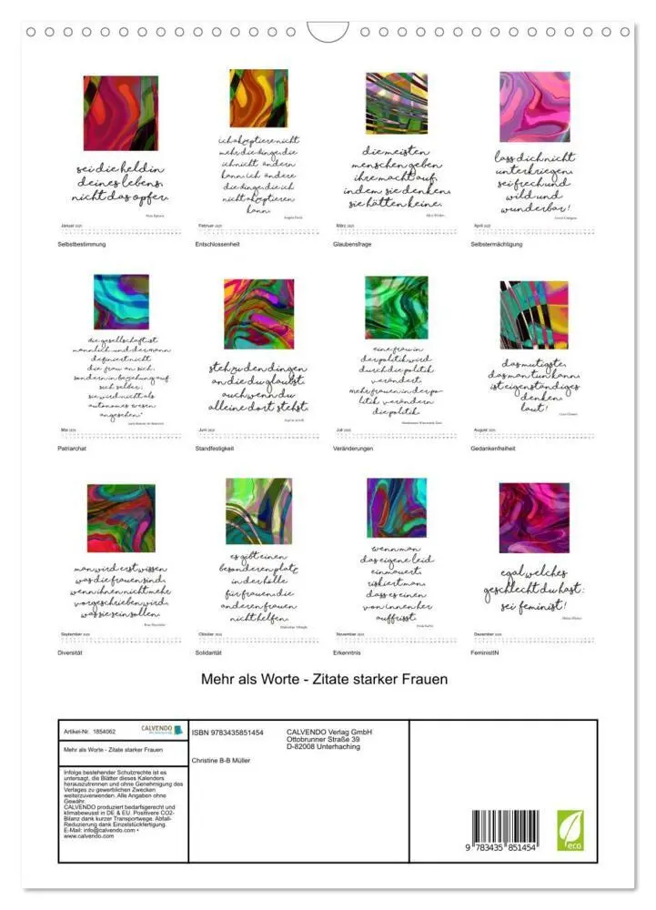 Bild: 9783435851454 | Mehr als Worte - Zitate starker Frauen (Wandkalender 2025 DIN A3...