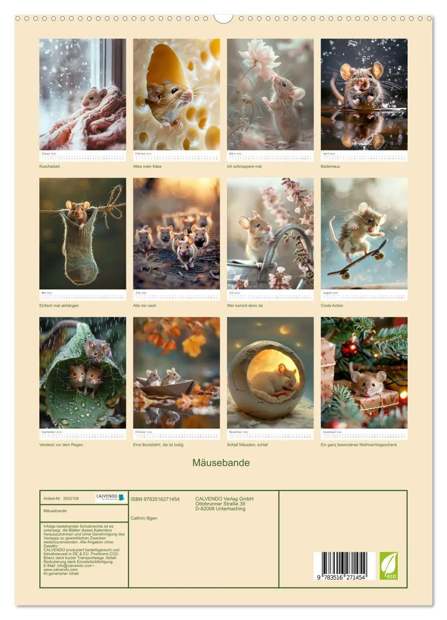 Bild: 9783516271454 | Mäusebande (hochwertiger Premium Wandkalender 2026 DIN A2 hoch),...
