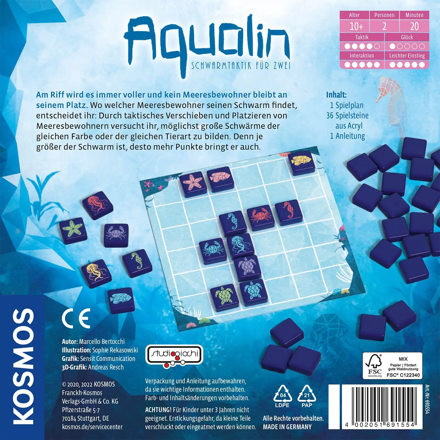 Rückseite: 4002051691554 | Aqualin | Marcello Bertocchi | Spiel | Brettspiel | 691554 | Deutsch