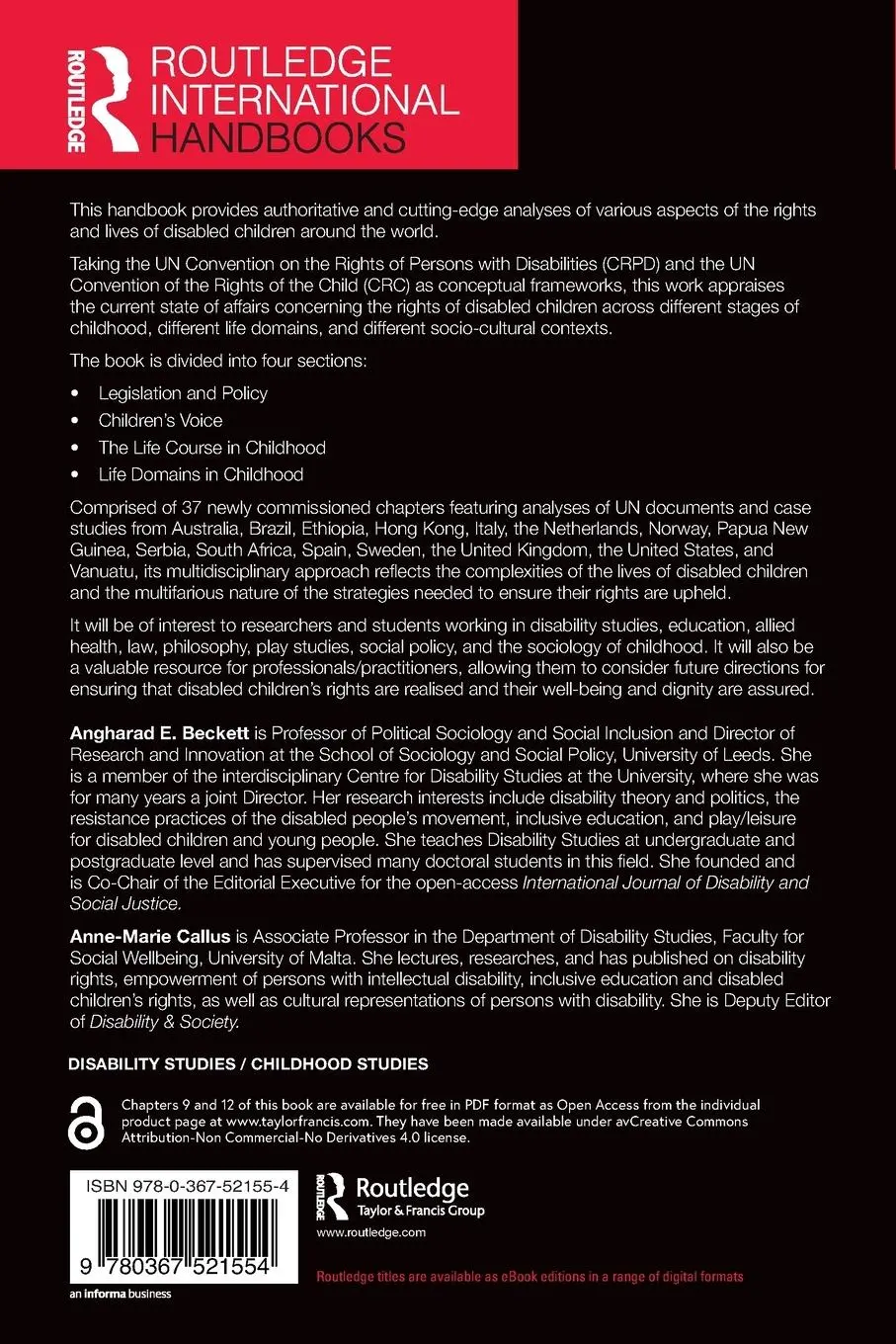 Rückseite: 9780367521554 | The Routledge International Handbook of Children's Rights and...