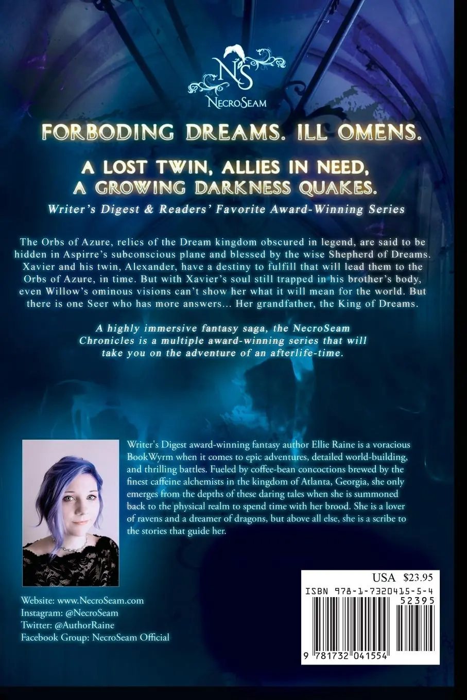 Rückseite: 9781732041554 | Orbs of Azure | YA Dark Fantasy Adventure | Ellie Raine | Taschenbuch