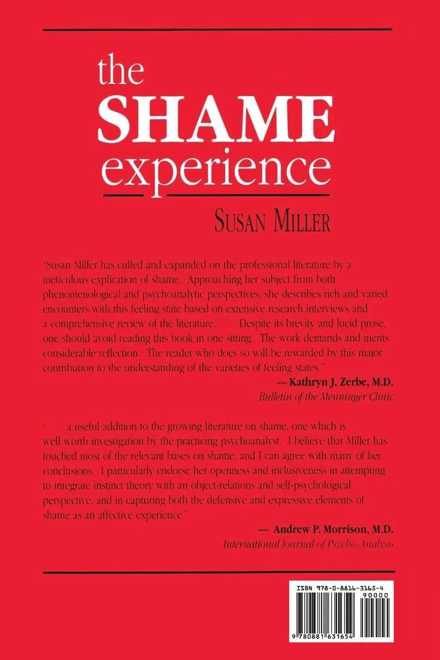 Rückseite: 9780881631654 | The Shame Experience | Susan Miller | Taschenbuch | Englisch | 1993