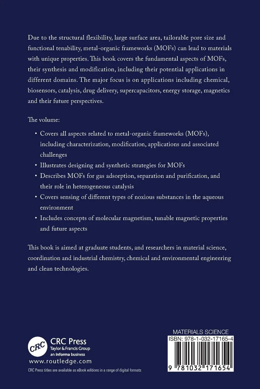 Rückseite: 9781032171654 | Advanced Functional Metal-Organic Frameworks | Jay Singh (u. a.)