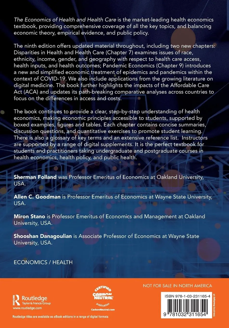 Rückseite: 9781032311654 | The Economics of Health and Health Care | Allen C Goodman | Buch