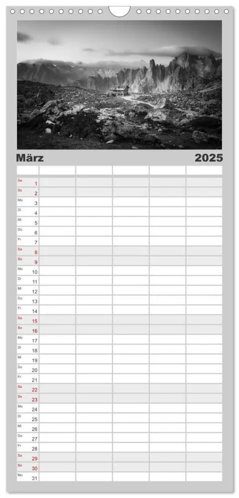 Bild: 9783457091654 | Familienplaner 2025 - Monochrome Wonders mit 5 Spalten...