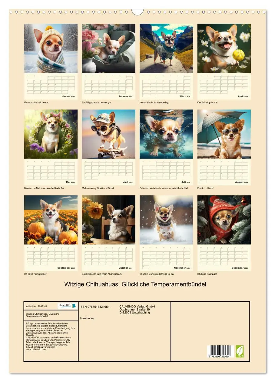 Bild: 9783516321654 | Witzige Chihuahuas. Glückliche Temperamentbündel (Wandkalender 2026...