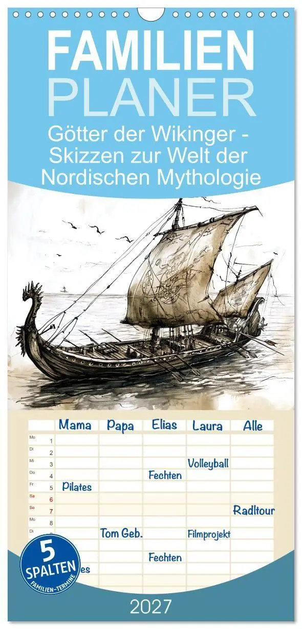 Cover: 9783594301654 | Familienplaner 2027 - Götter der Wikinger - Skizzen zur Welt der...