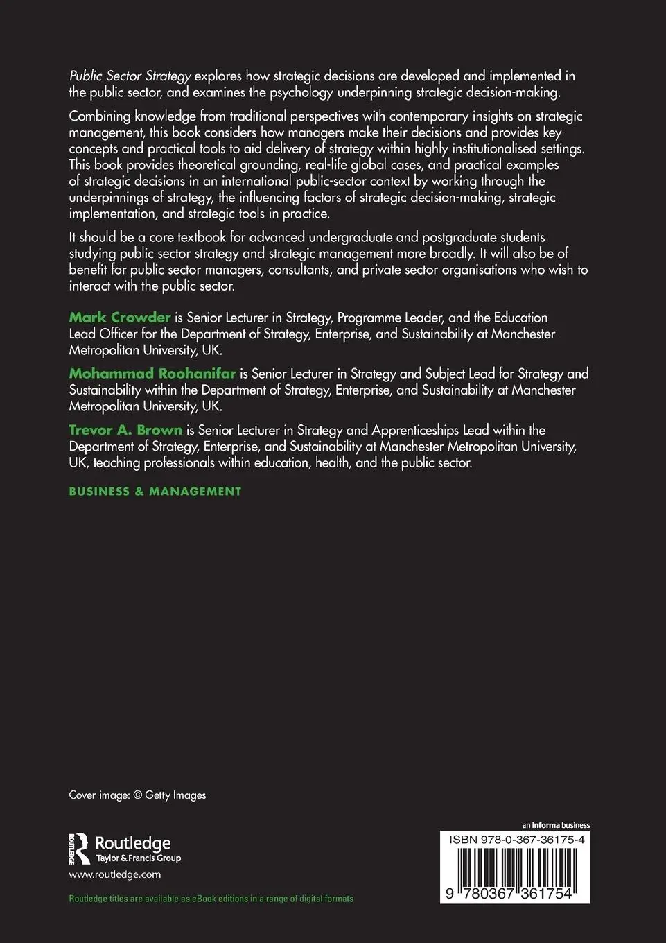 Rückseite: 9780367361754 | Public Sector Strategy | Concepts, Cases and Tools | Crowder (u. a.)