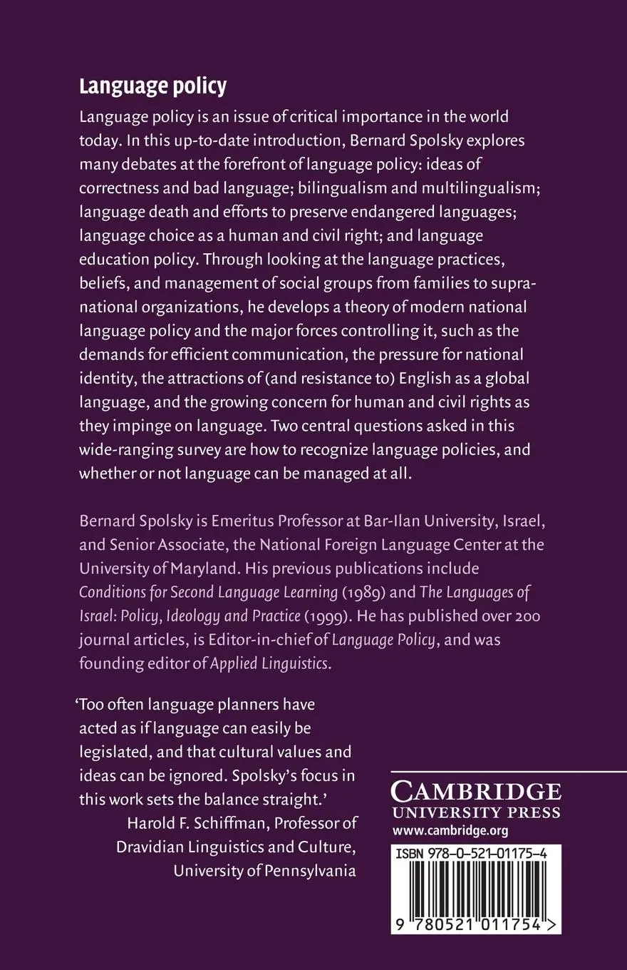 Rückseite: 9780521011754 | Language Policy | Bernard Spolsky | Taschenbuch | Englisch | 2014