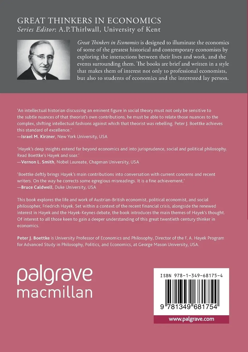 Rückseite: 9781349681754 | F. A. Hayek | Economics, Political Economy and Social Philosophy