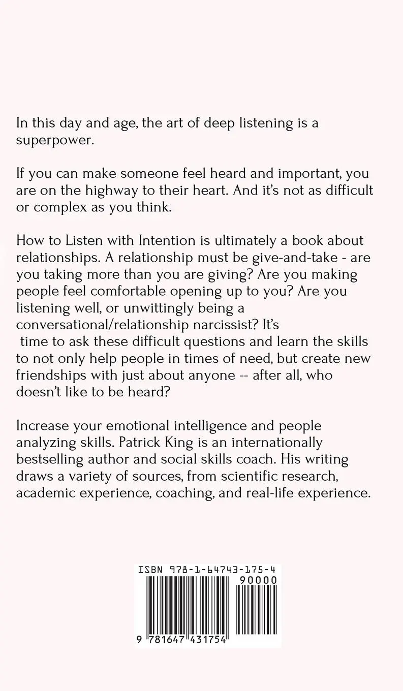 Rückseite: 9781647431754 | How to Listen with Intention | Patrick King | Buch | Englisch | 2020