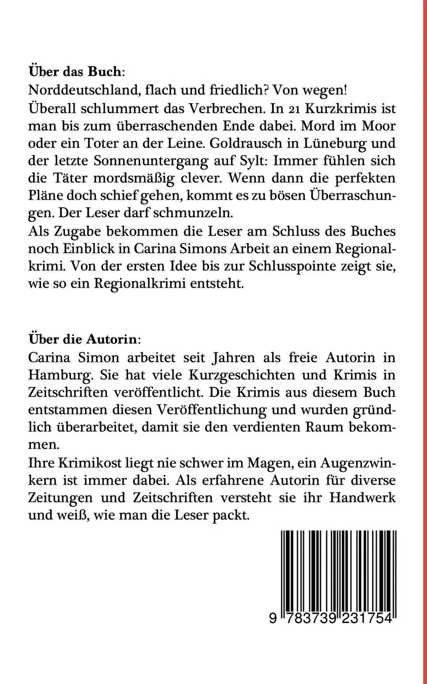 Rückseite: 9783739231754 | Maßgeschneiderte Morde | Krimis aus Norddeutschland | Carina Simon