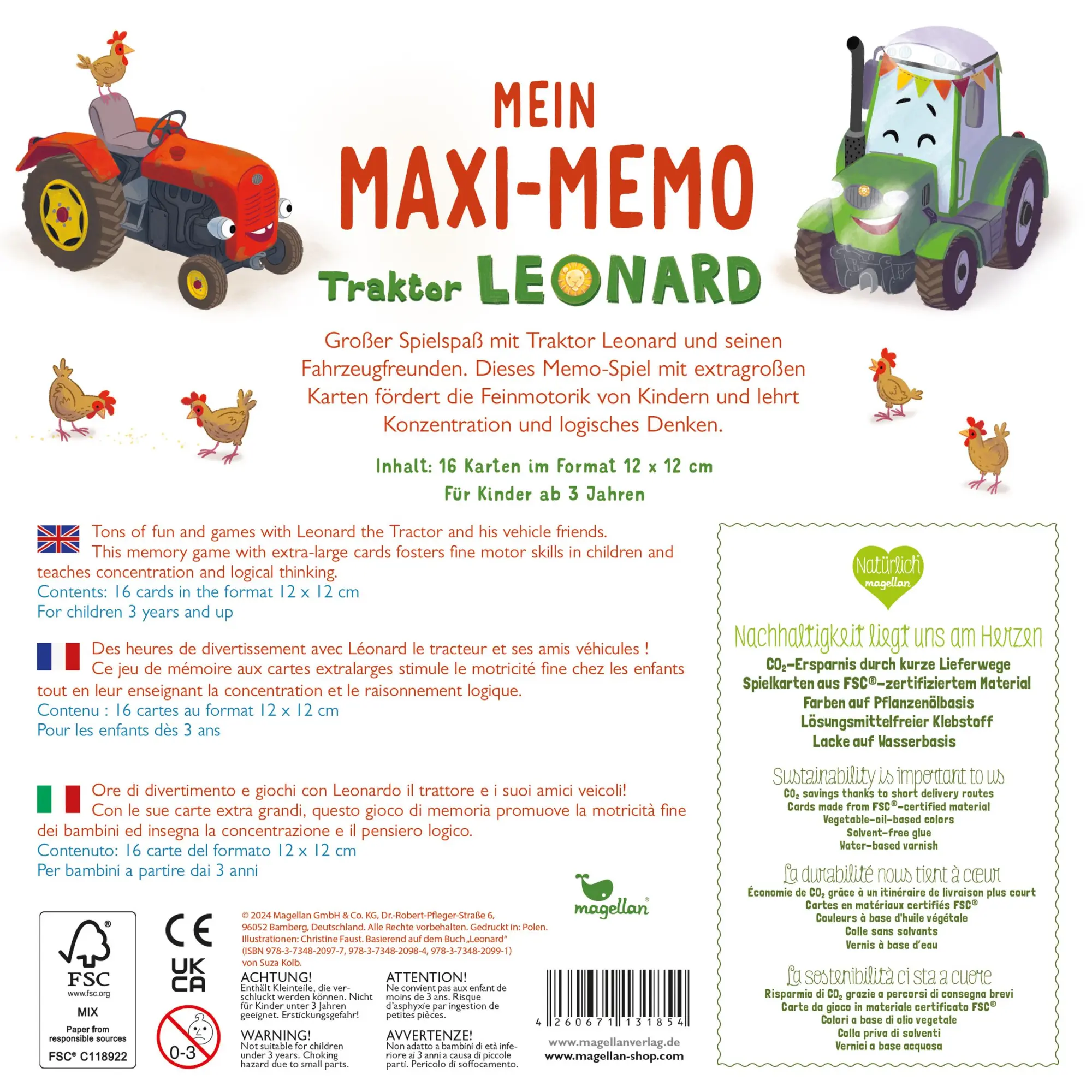 Rückseite: 4260671131854 | Mein Maxi-Memo - Traktor Leonard | Suza Kolb | Spiel | Leonard | N3185
