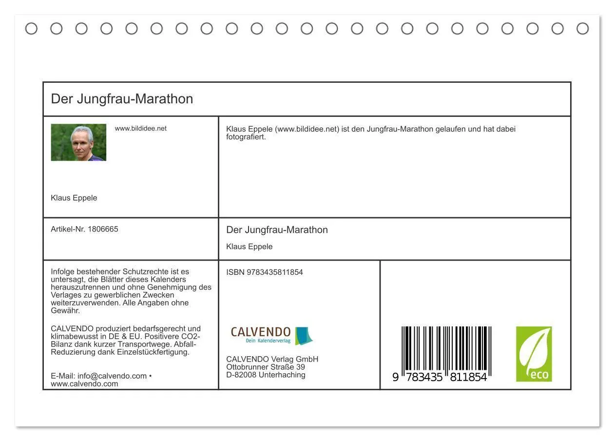 Bild: 9783435811854 | Der Jungfrau-Marathon (Tischkalender 2025 DIN A5 quer), CALVENDO...