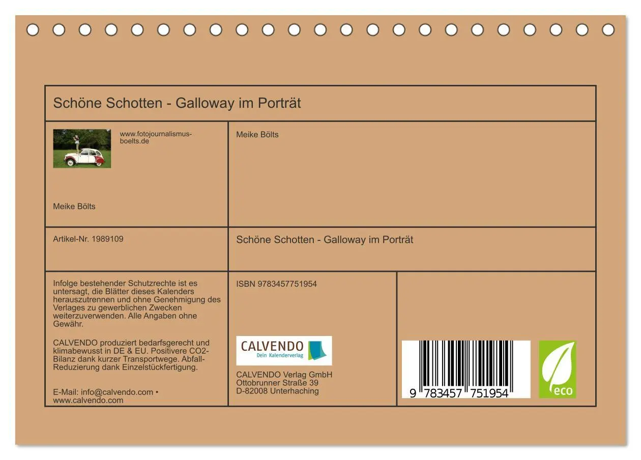 Bild: 9783457751954 | Schöne Schotten - Galloway im Porträt (Tischkalender 2026 DIN A5...