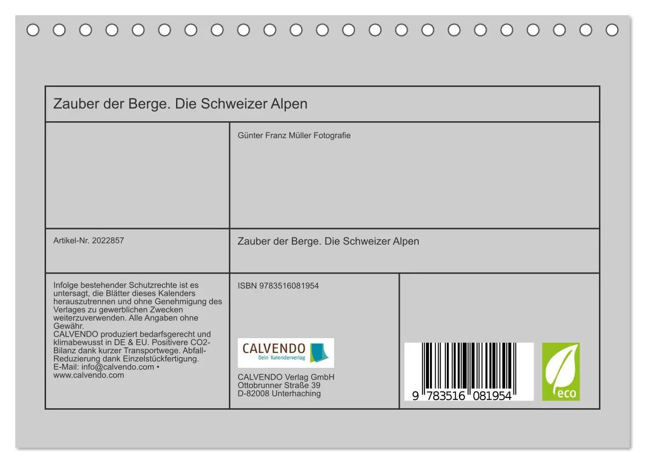 Bild: 9783516081954 | Zauber der Berge. Die Schweizer Alpen (Tischkalender 2026 DIN A5...
