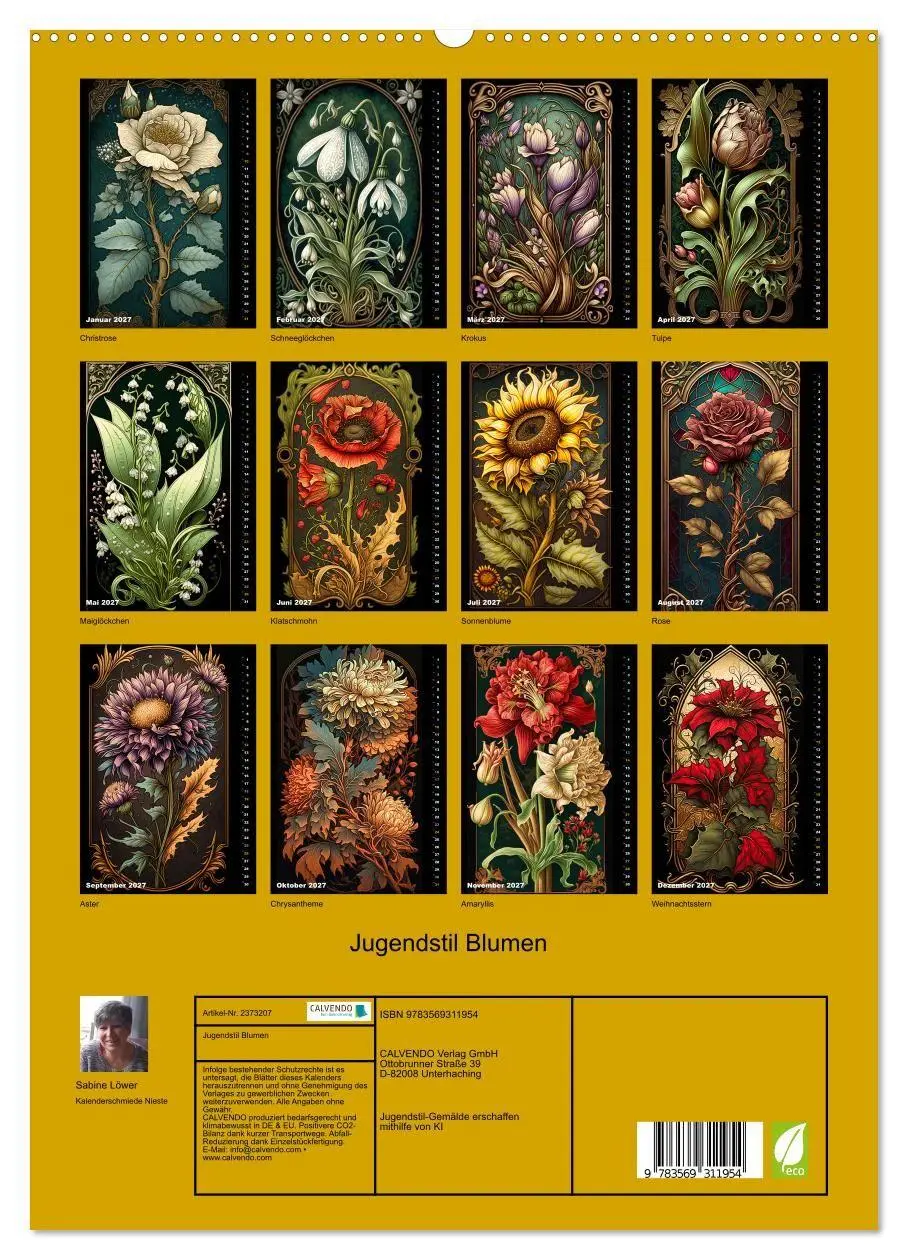 Bild: 9783569311954 | Jugendstil Blumen (hochwertiger Premium Wandkalender 2027 DIN A2...