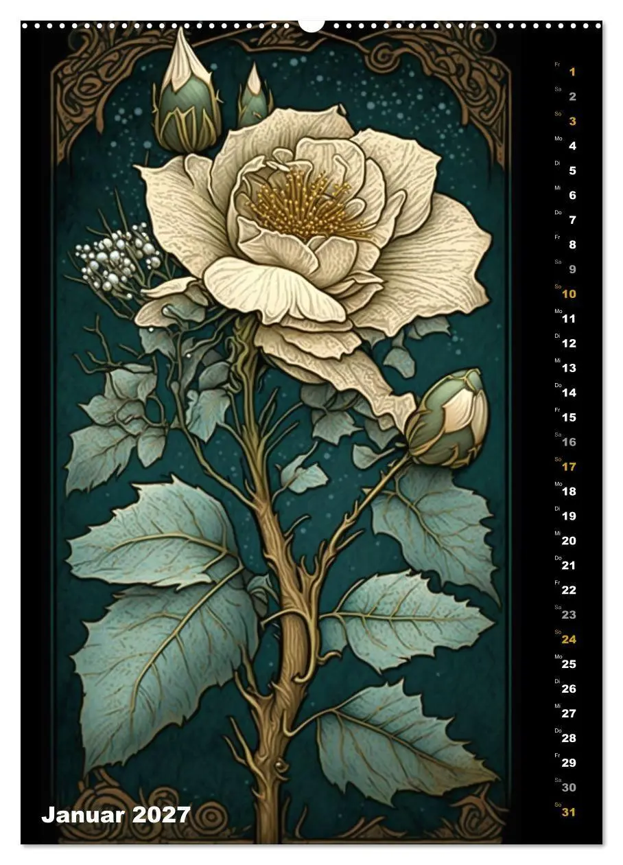 Bild: 9783569311954 | Jugendstil Blumen (hochwertiger Premium Wandkalender 2027 DIN A2...