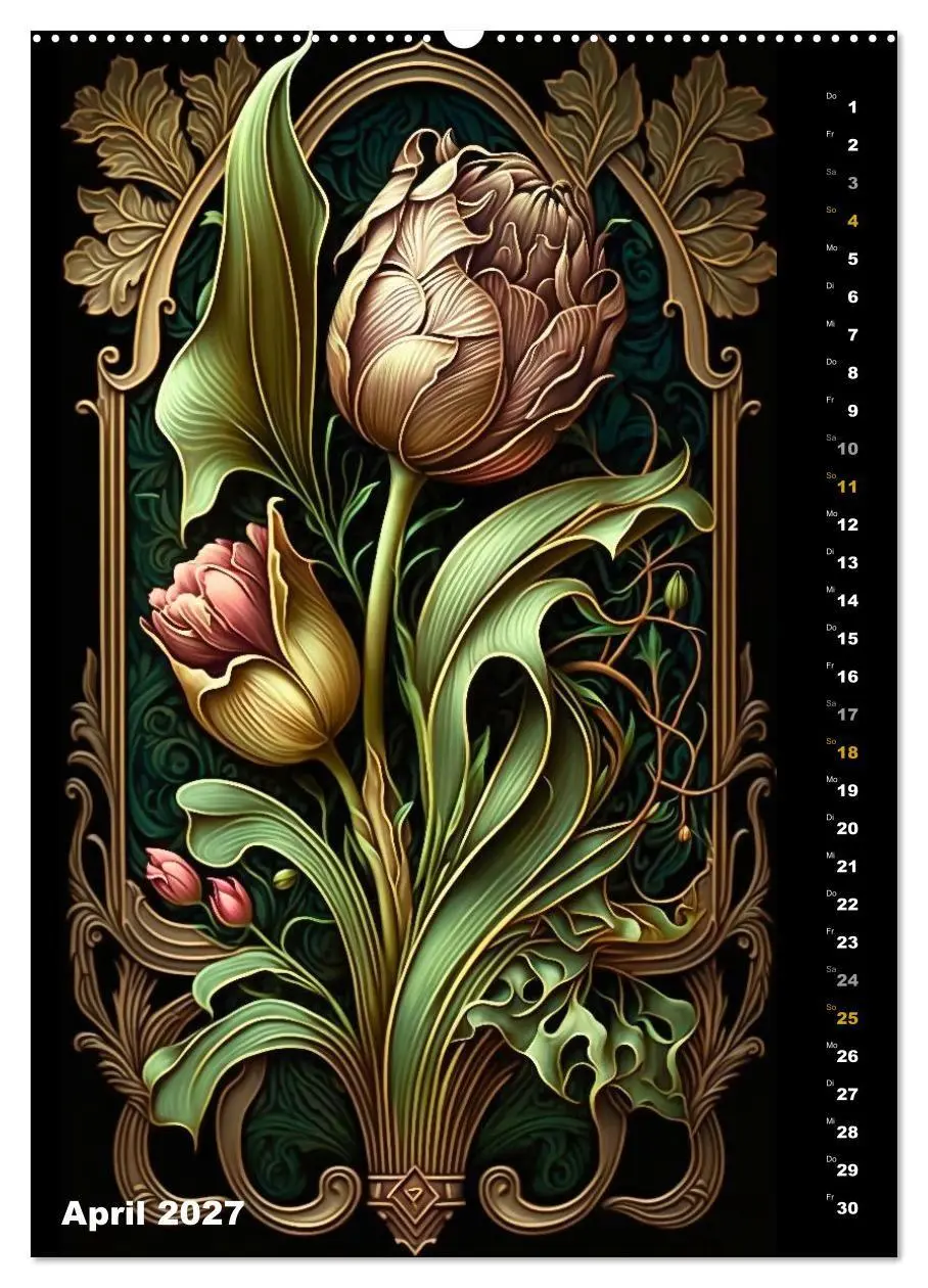 Bild: 9783569311954 | Jugendstil Blumen (hochwertiger Premium Wandkalender 2027 DIN A2...