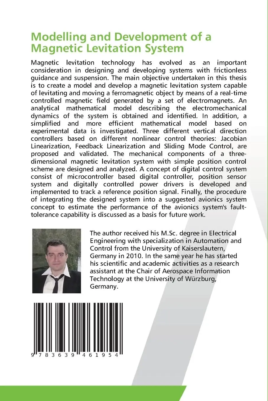 Rückseite: 9783639461954 | Modelling and Development of a Magnetic Levitation System | Redah