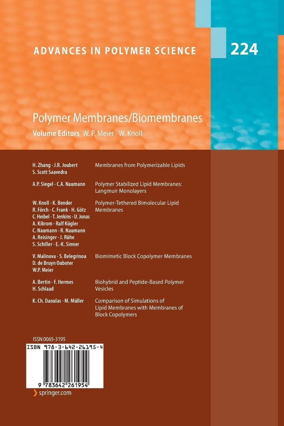 Rückseite: 9783642261954 | Polymer Membranes/Biomembranes | Wolfgang Knoll (u. a.) | Taschenbuch