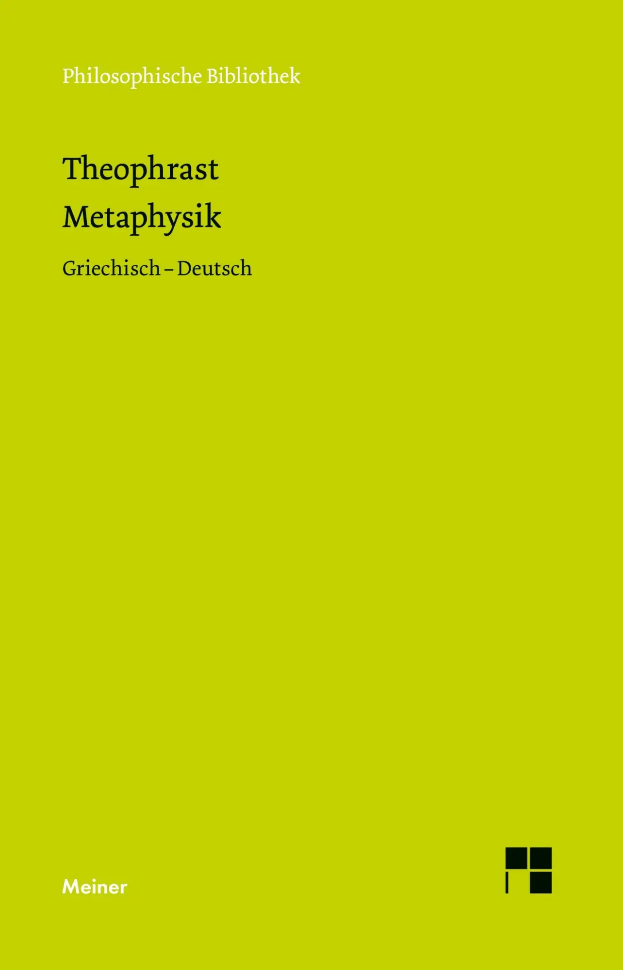 Cover: 9783787351954 | Metaphysik | Griechisch-Deutsch | Theophrast | Taschenbuch | 176 S.