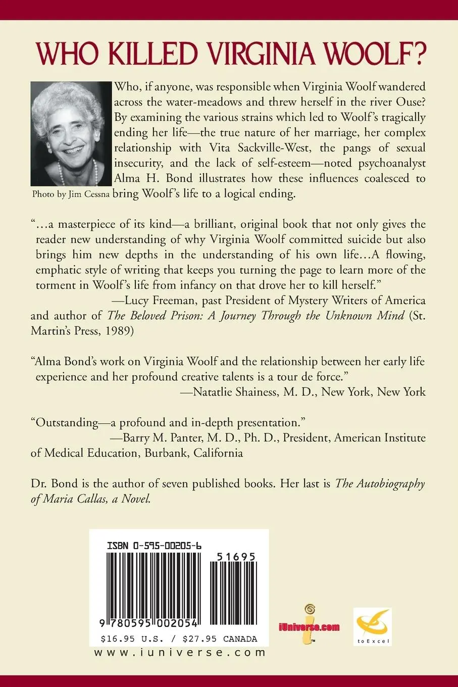 Rückseite: 9780595002054 | Who Killed Virginia Woolf? | A Psychobiography | Alma Halbert Bond