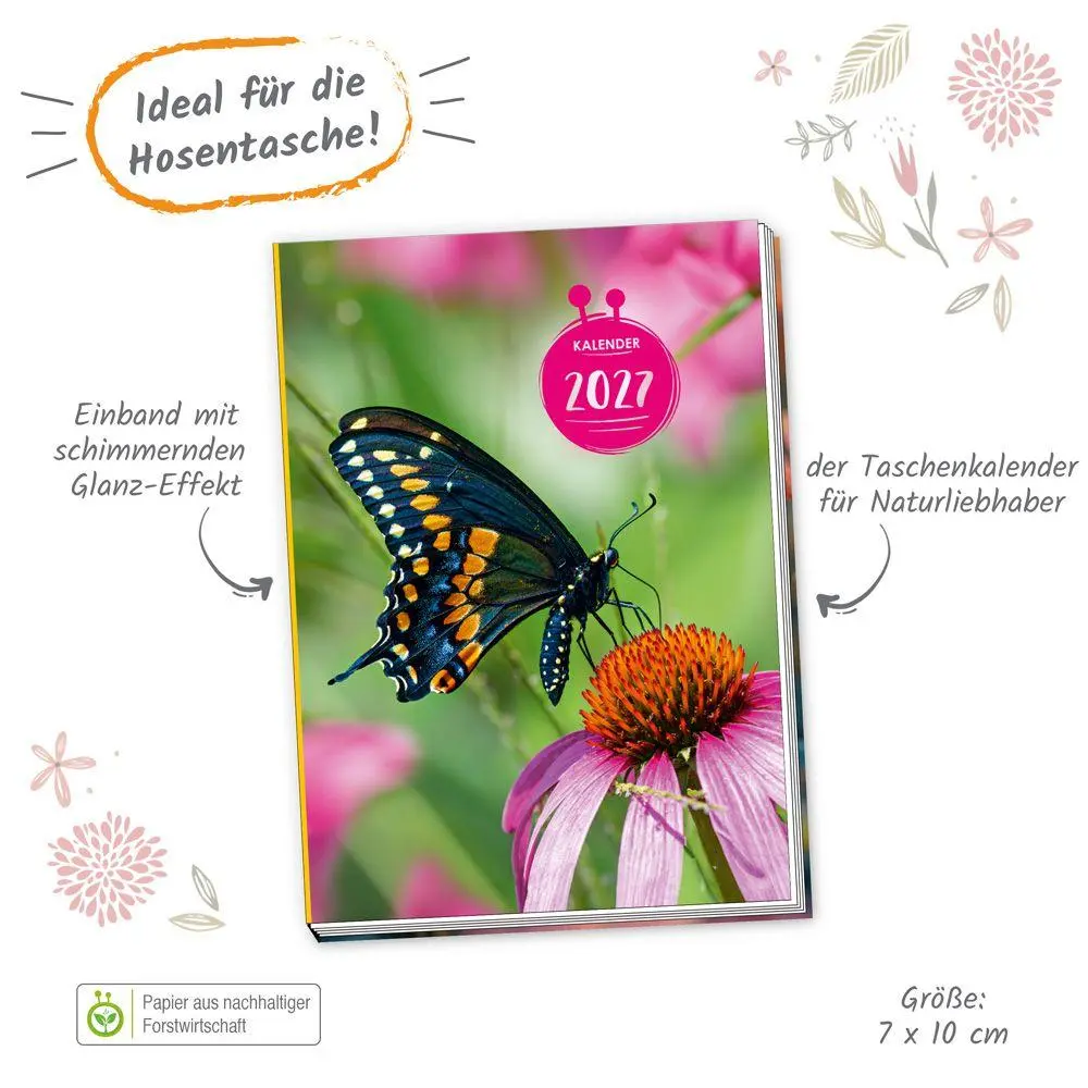 Bild: 4251901512154 | TRÖTSCH - Taschenkalender A7 Schmetterling 2027 | Mini-Terminkalender
