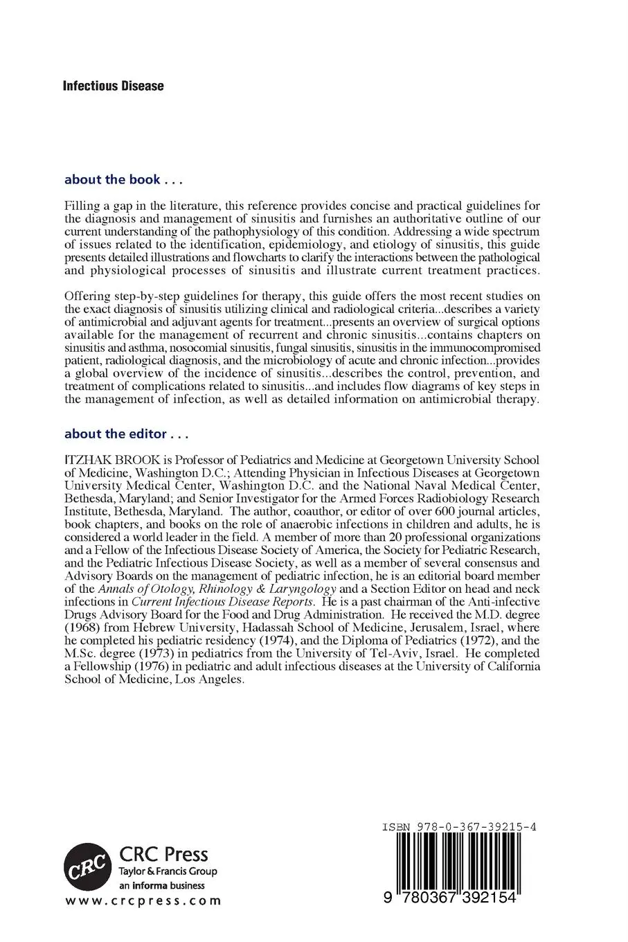 Rückseite: 9780367392154 | Sinusitis | From Microbiology to Management | Itzhak Brook | Buch