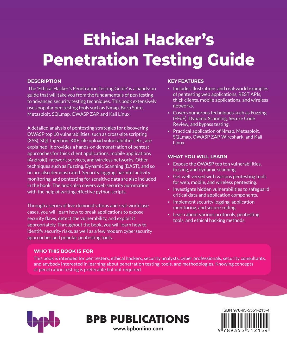 Rückseite: 9789355512154 | Ethical Hacker's Penetration Testing Guide | Samir Kumar Rakshit