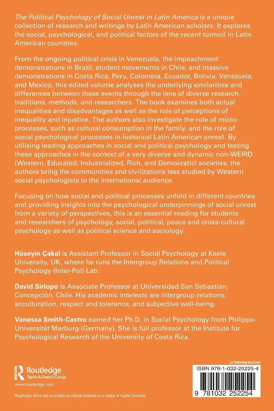 Rückseite: 9781032252254 | The Political Psychology of Social Unrest in Latin America | Buch