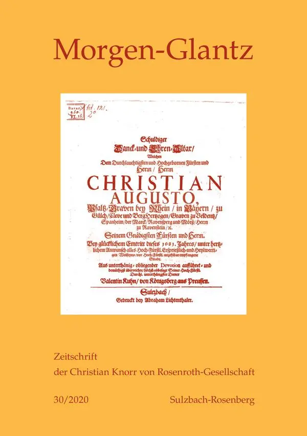 Morgen-Glantz 30 (2020) (Morgen-Glantz: Zeitschrift der Christian Knorr von Rosenroth-Gesellschaft, Band 30)