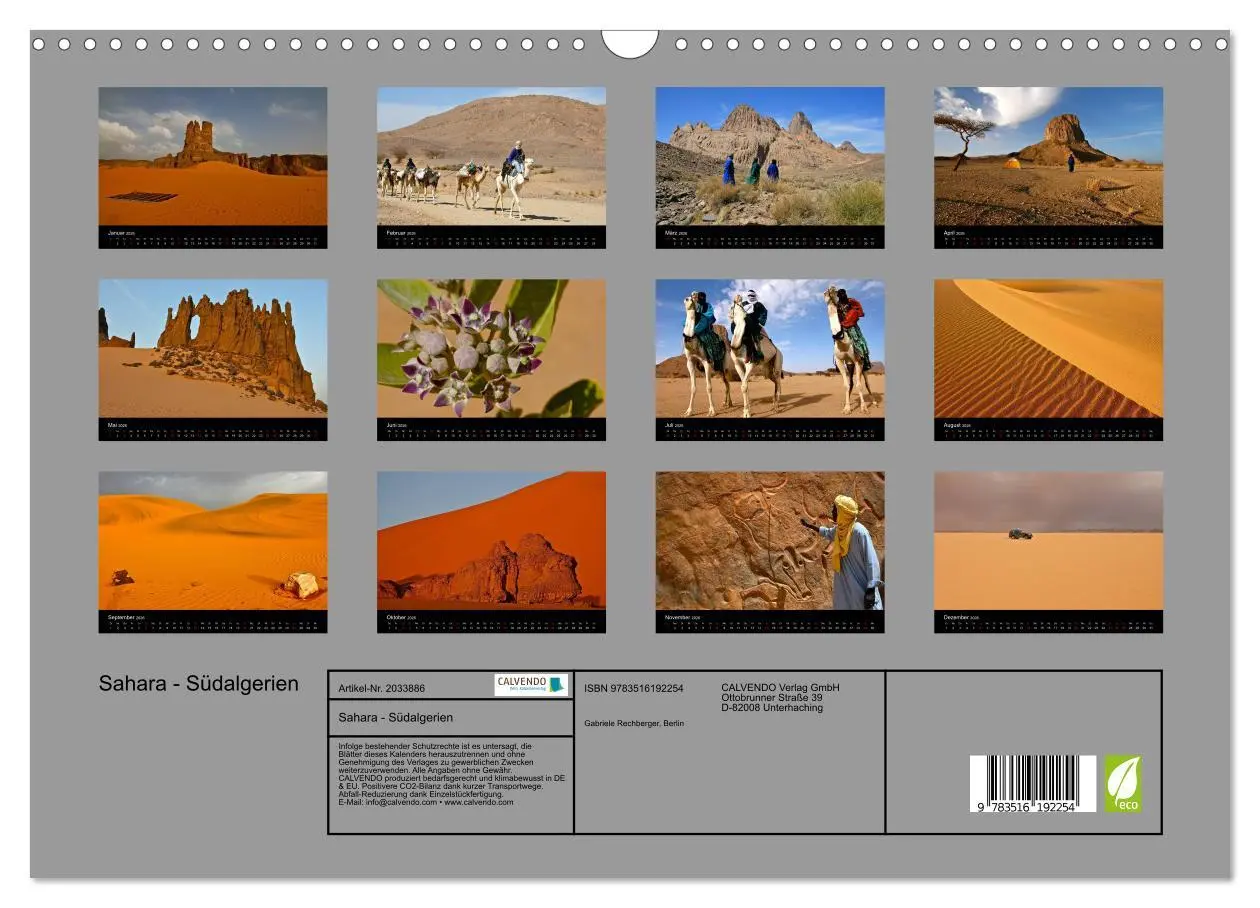 Bild: 9783516192254 | Sahara - Südalgerien (Wandkalender 2026 DIN A3 quer), CALVENDO...